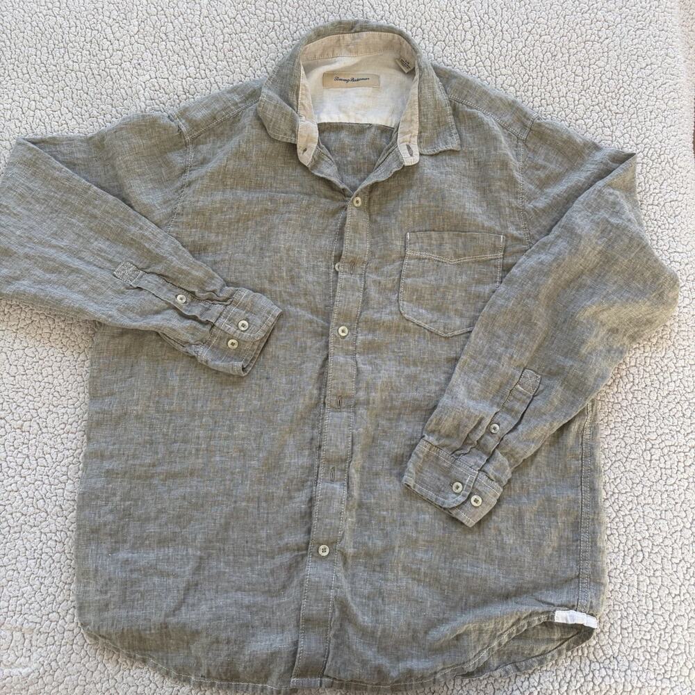 Tommy Bahama Relax Mens Long Sleeve 100% Linen Button Up Shirt Size L Brown - Picture 6 of 11